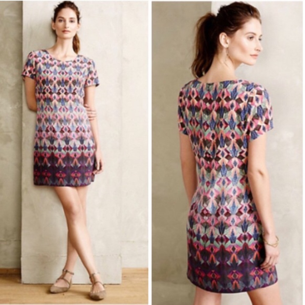 Kachel Geometric Diamond Scope Silk Shift Dress